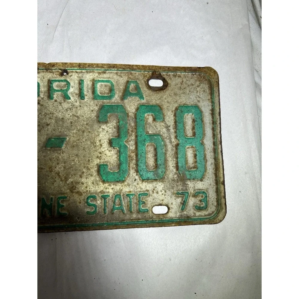 Vintage 1973 Florida Sunshine State License Plate Tag 35GK 368 Gas Oil